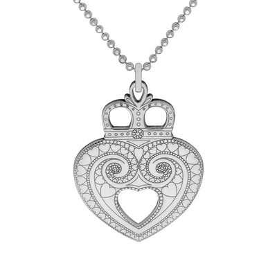 Crown Heart Pendant Necklace In Silver & 9ct Gold | CarterGore