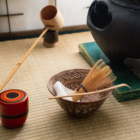 Ebros Japanese Traditional Tea Ceremony Matcha Green Bowl Whisk & Scoop Set