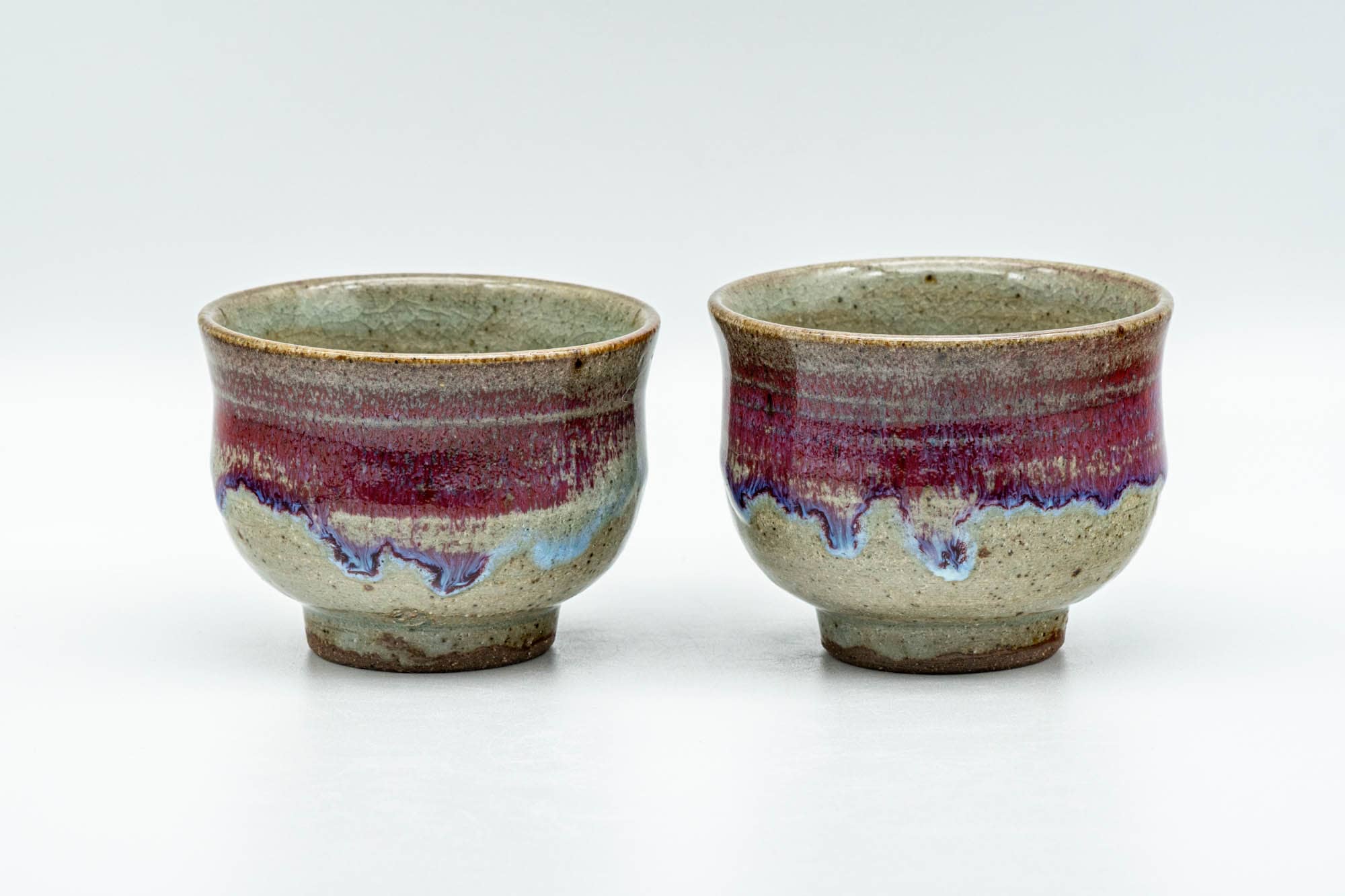 Japanese Teacups - Pair of Blue Purple Drip-Glazed Yunomi - 90ml – Tezumi