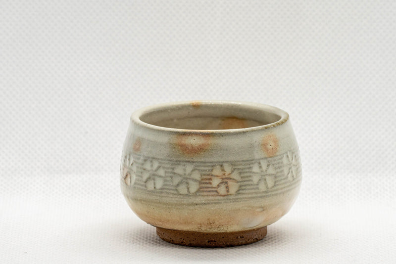 Japanese Teacups - Pair of Floral Wa-nari Hagi-yaki Guinomi - 35ml