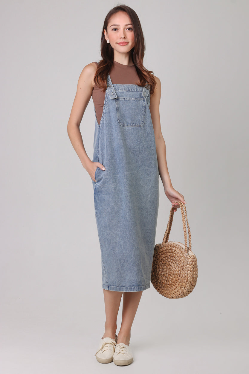 light denim pinafore dress