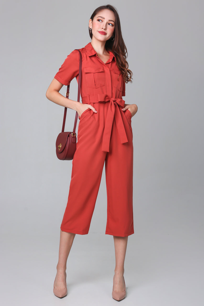 utility jumpsuit red