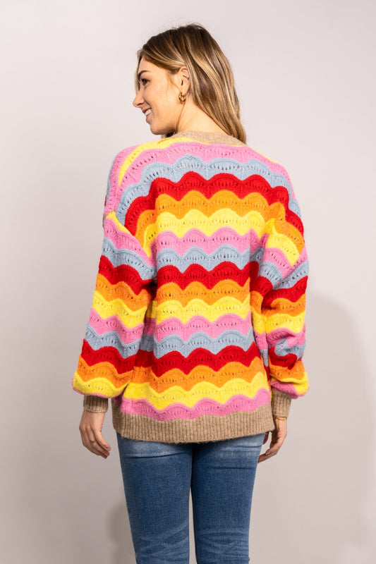 ee:some Rainbow Stripe Dropped Shoulder Open Front Cardigan