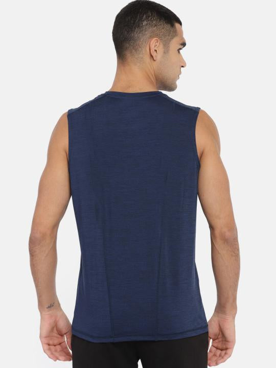 Plain Navy Blue Sleeveless T-Shirt-FunkyTeesClub