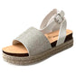 White/Rhinestone Espadrille Ankle Buckle Platform Women's Sandals-