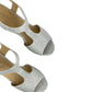 Rampage T Strap Glitter Silver Size 8M Wedge Sandals.