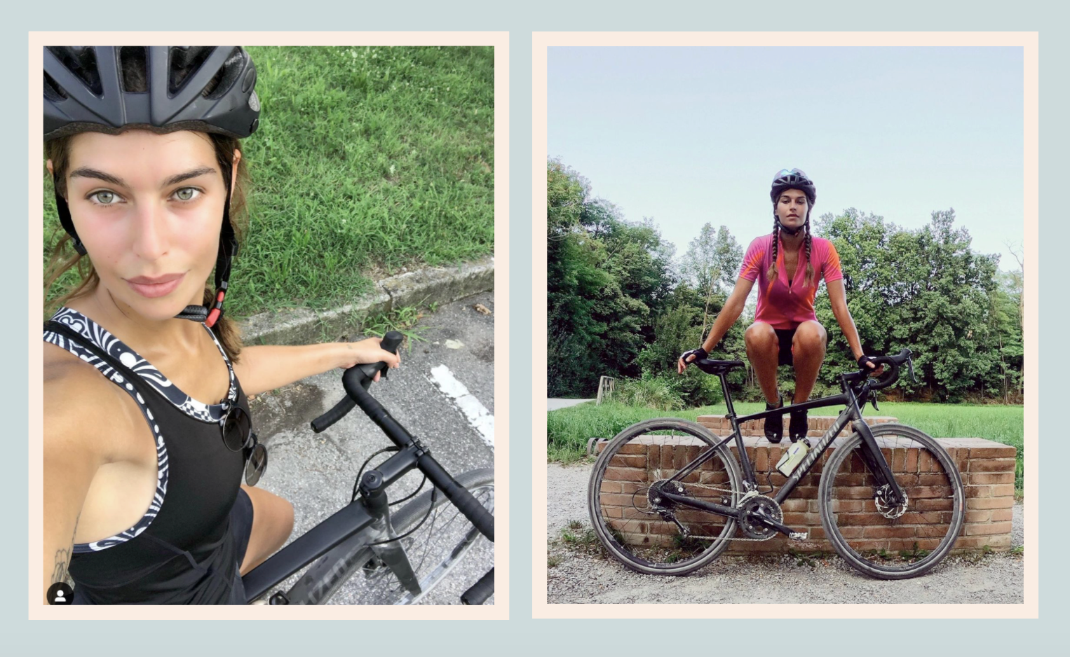 2 photos de Camilla sur son vélo