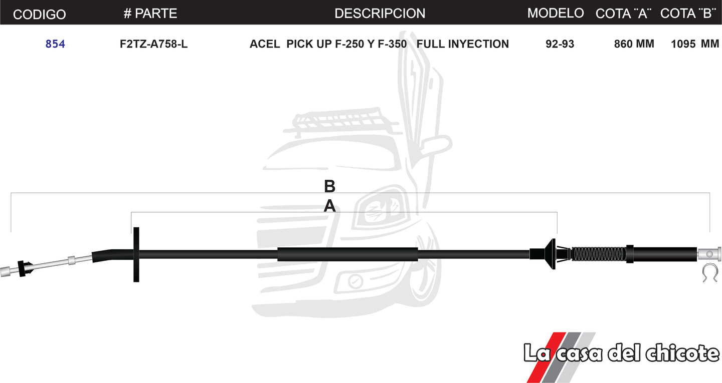 Chicote de Acelerador Pick Up F-250 F-350 Fuel Inyection  – La  casa del Chicote