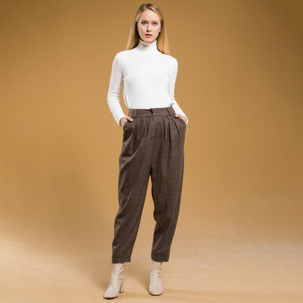 SirawaxBoutique High-Waisted Belted Carrot Pants