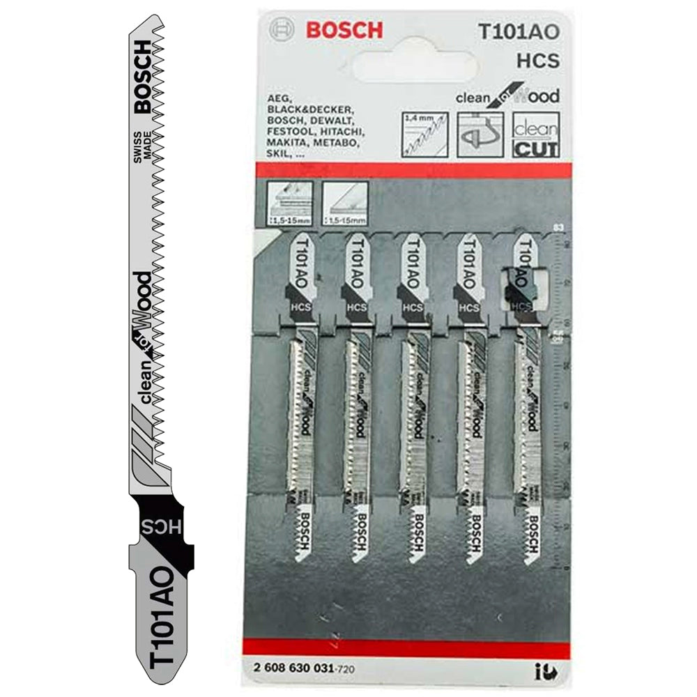 Bosch 83mm Jigsaw Blades For Wood Clean Cut T101AO Pack of 5