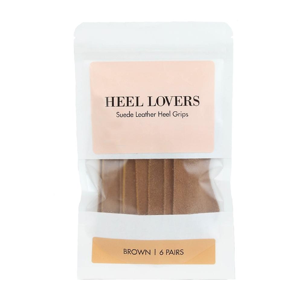 Heel Lovers Suede Leather Heel Grips, Brown - 6-Pack FootFitter 