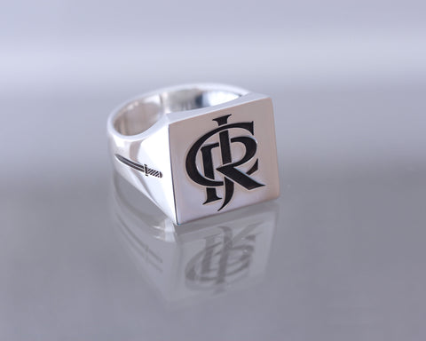 Customizable Sterling Silver Monogram Signet Ring - Personalized Initi –  Belbren