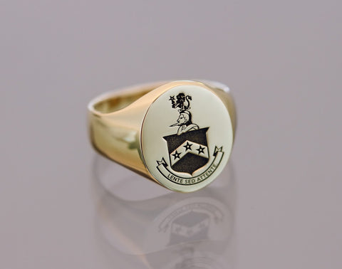 18 carat yellow gold signet ring by Benjamin Black