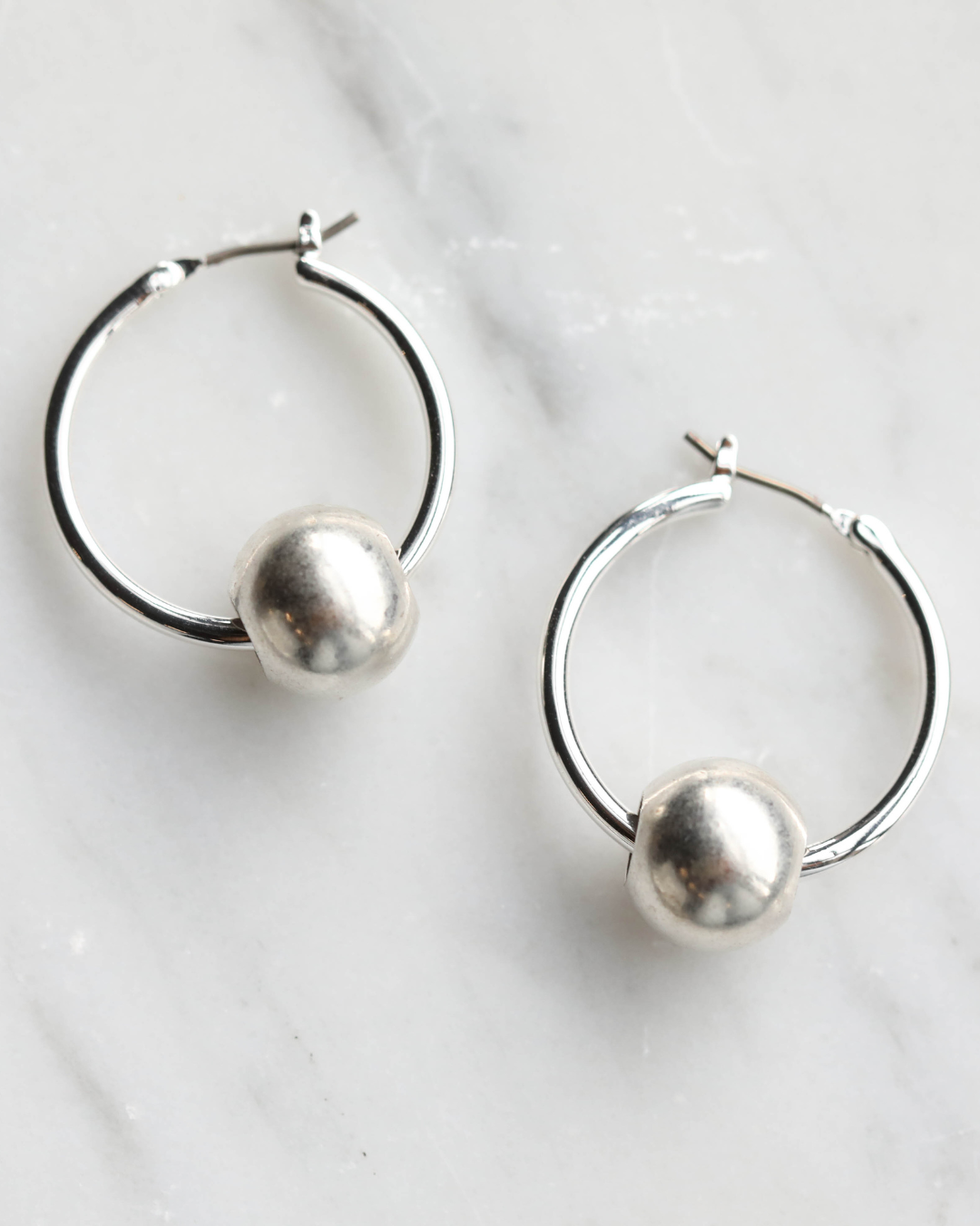 rhodium plated silver hoops