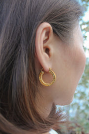 Spiral Hoops Gold Earrings