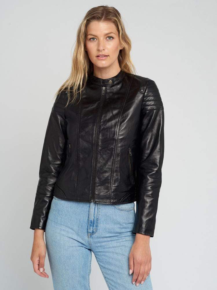 Sarah Black Leather Jacket