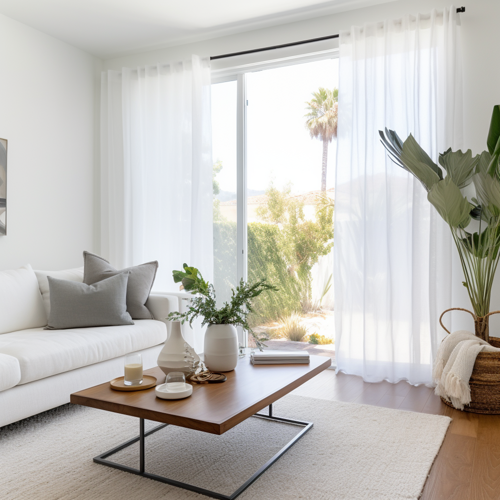 White Linen Sheer Curtain With Back Tabs - Unlined Sheer Curtain Panel