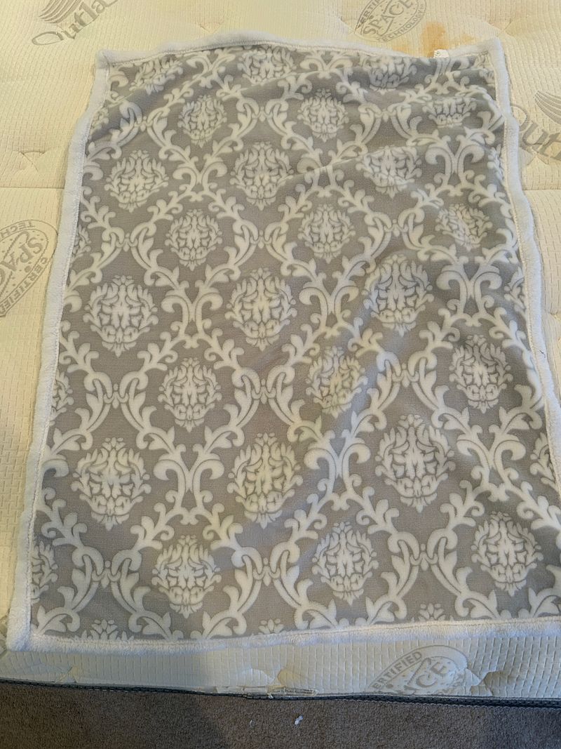 Baby Blanket Super Soft Gray with White Pattern