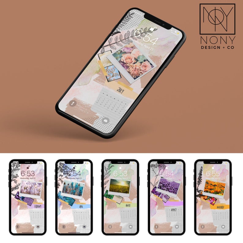 2021 Collage Monthly Calendar iPhone Wallpaper Pack, Aesthetic Phone Wallpaper, Samsung Wallpaper, Android Wallpaper, iOS Background, Artsy