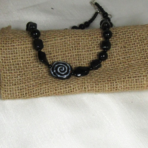 onyx & fair trade bead necklace