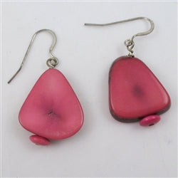 Bright Pink Tagua Nut Eco-friendly Bead Earrings - VP's Jewelry