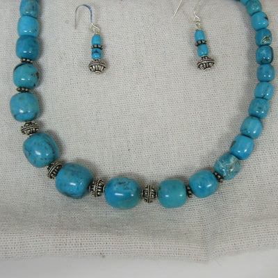 Turquoise Beaded Necklace and Earring A Classic Set - VP's Jewelry  