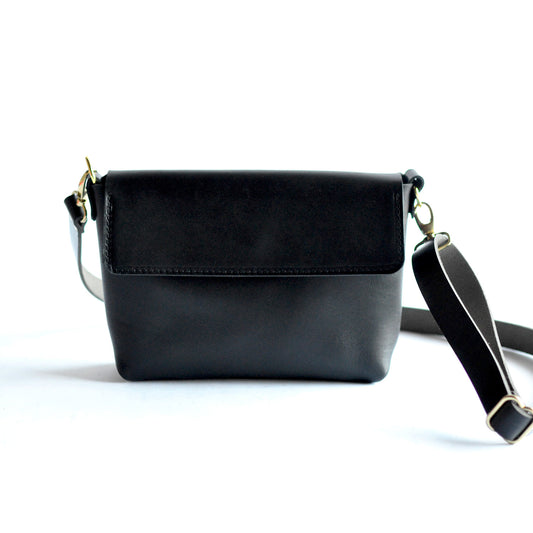 Thin Crossbody Strap - Black Leather – MOSS BAGS