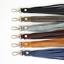 Load image into Gallery viewer, Fringe Leather Key Clip / Tassel Keychain - Slate Leather
