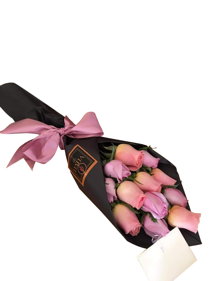 Ramo con 12 rosas lila y rosa. – Velvet Florería