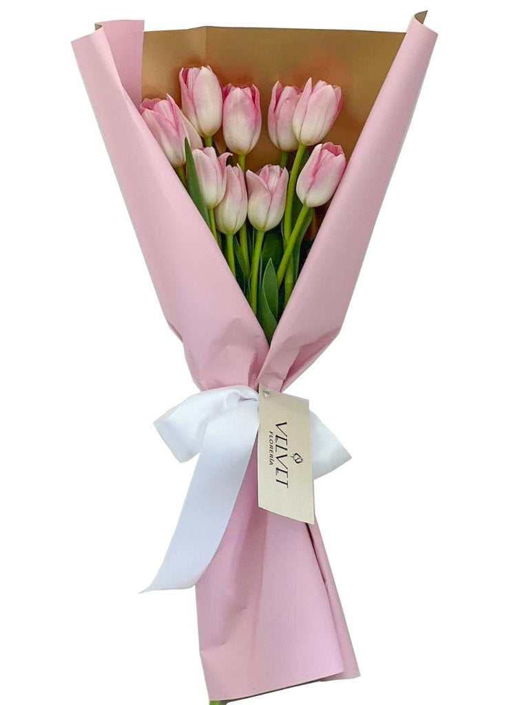 Diez tulipanes rosas. – Velvet Florería