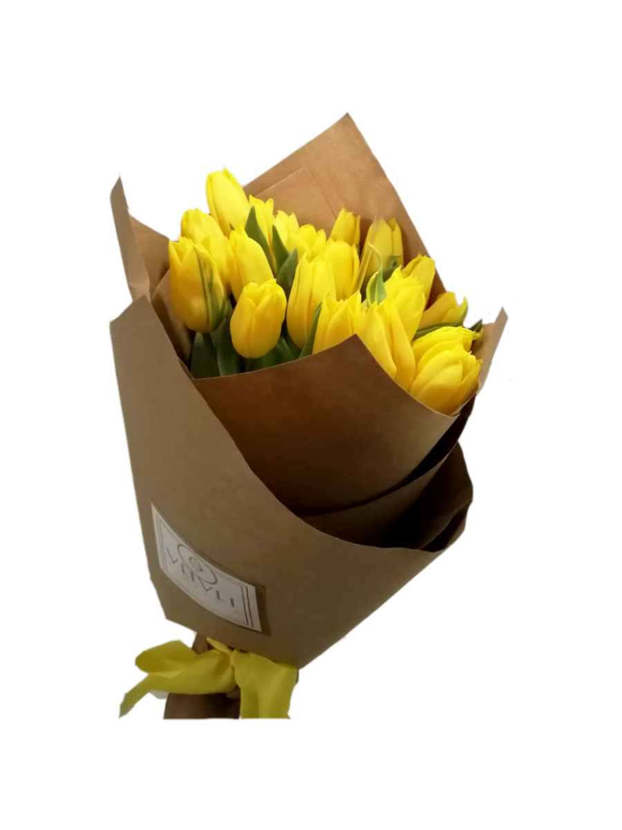Ramo con 30 tulipanes amarillos. – Velvet Florería