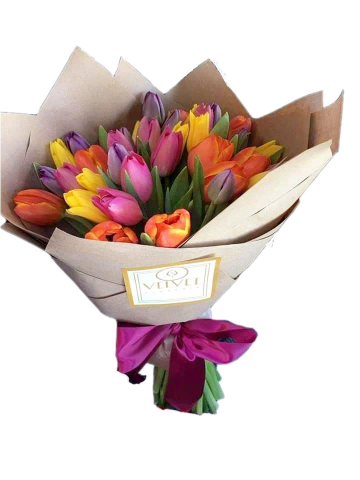 Ramo con tulipanes de distintos colores. – Velvet Florería