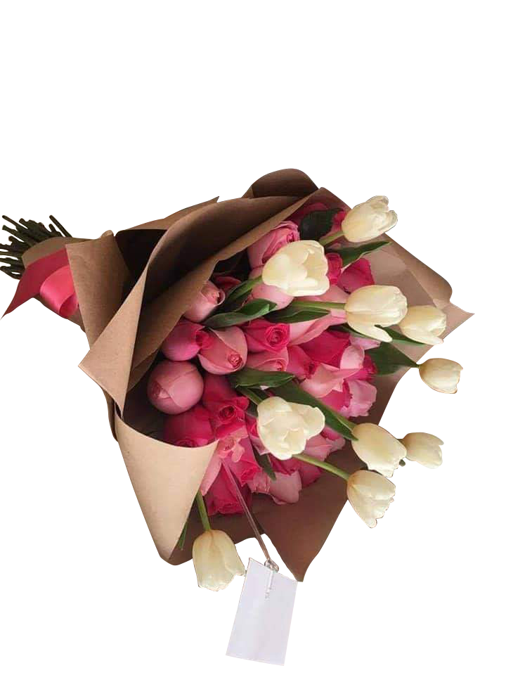48 rosas y 10 tulipanes. – Velvet Florería
