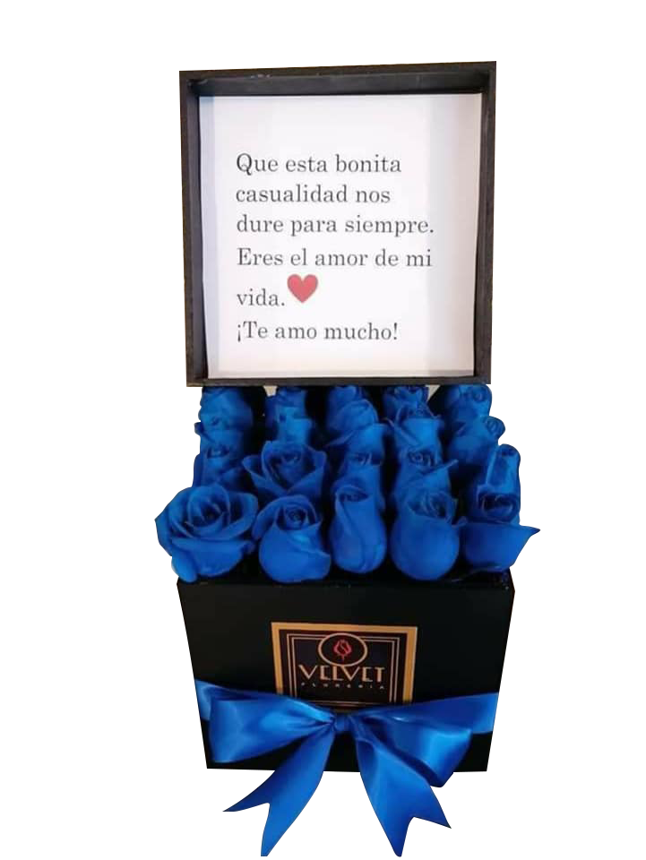 25 rosas azules. *Mensaje personalizable*. – Velvet Florería
