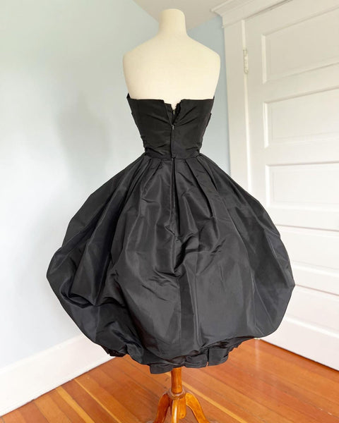 1958 YSL for Dior Unlabeled Replica Bubble Hem Silk Party Dress