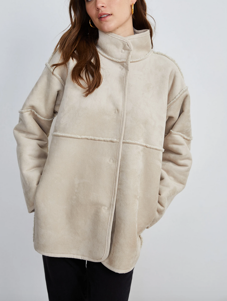 Albany reversible sherpa jacket ecru