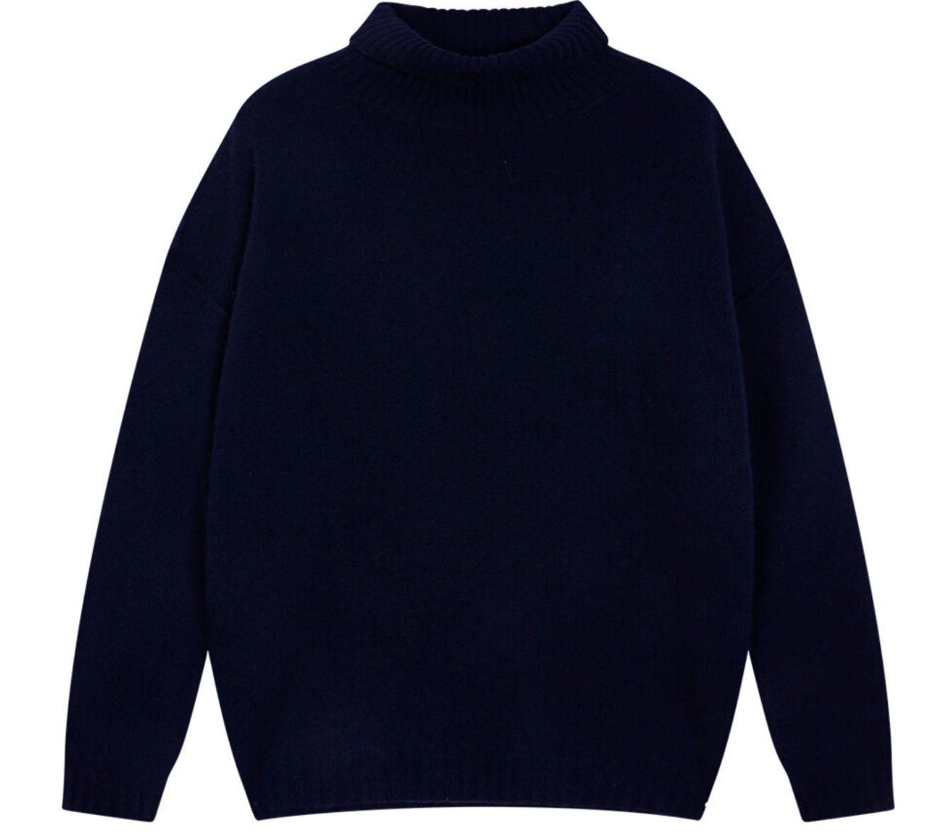 Exposed roll collar cashmere turtleneck navy