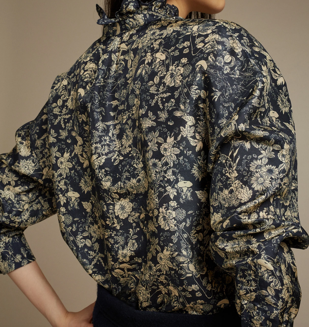 Louise shirt navy ecru floral