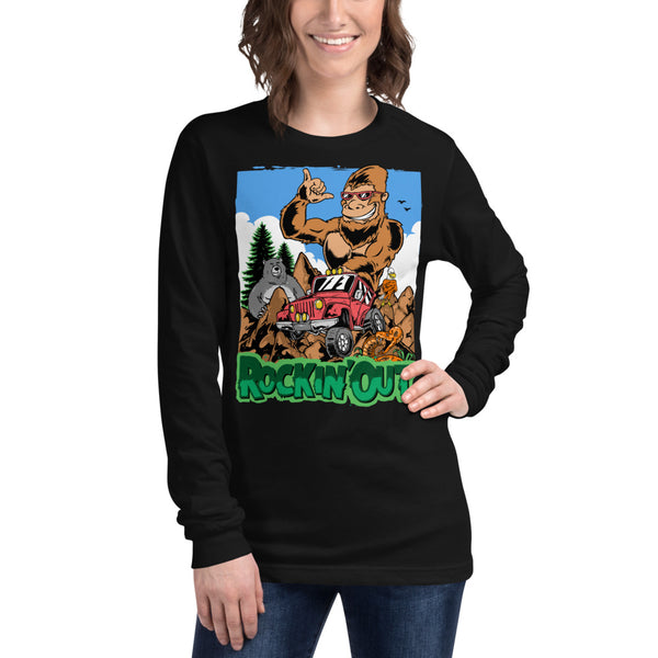 Buy online Unique and High Quality Bigfoot JEEP - Unisex Long Sleeve T-shirt (Rockin' Out) - Bigfoot Believin'