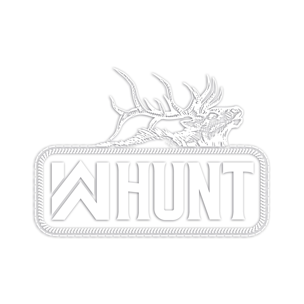 WW HUNT white print/clear sticker—custom die-cut, clear-background sticker.