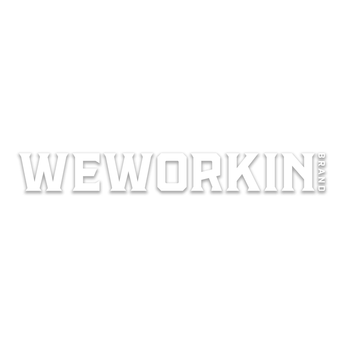 WeWorkin Brand text/image Direct Transfer window stickers in white.