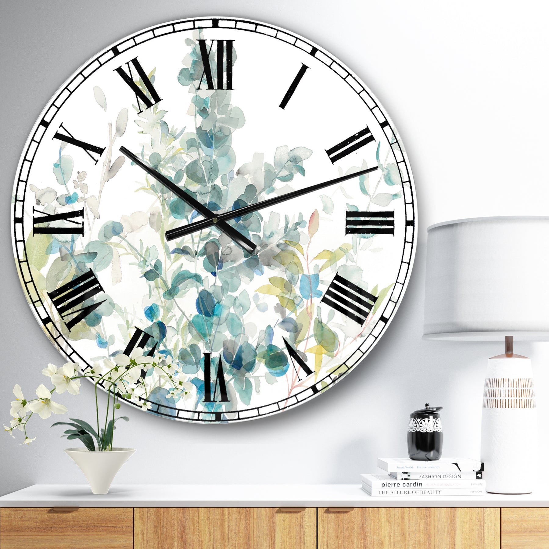 Eucalyptus Natural Element Traditional Wall Clock Canvas Creek