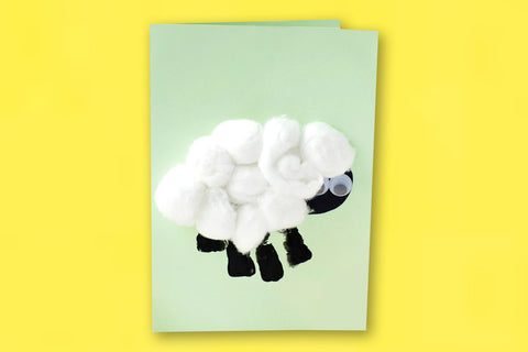 Cotton wool sheep card