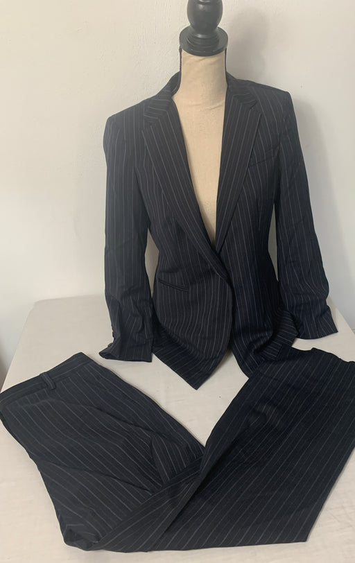 Kasper Women's Wool Blend Gray Pinstripe Pant Suit Size 12 Blazer Office  Attire