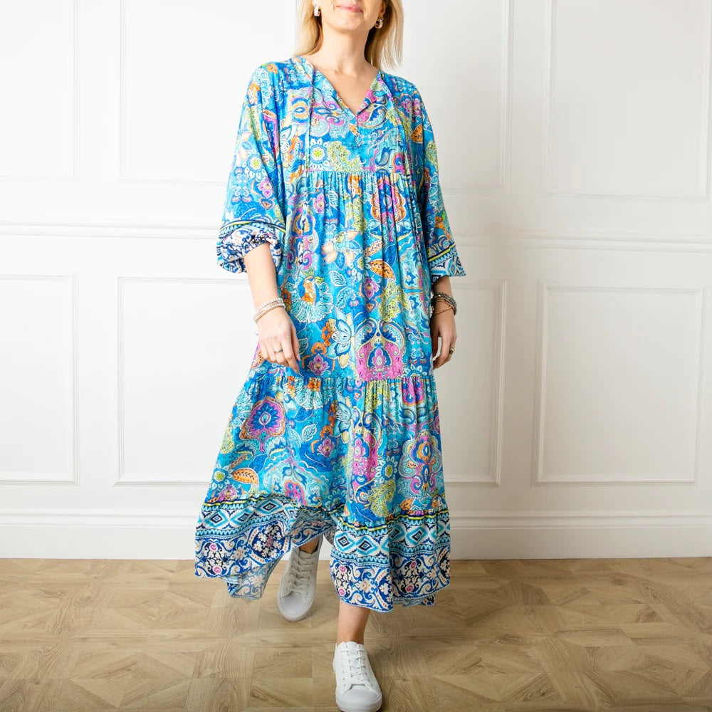 Paisley Flower Print Dress casual and sophisticated summer maxi dress 