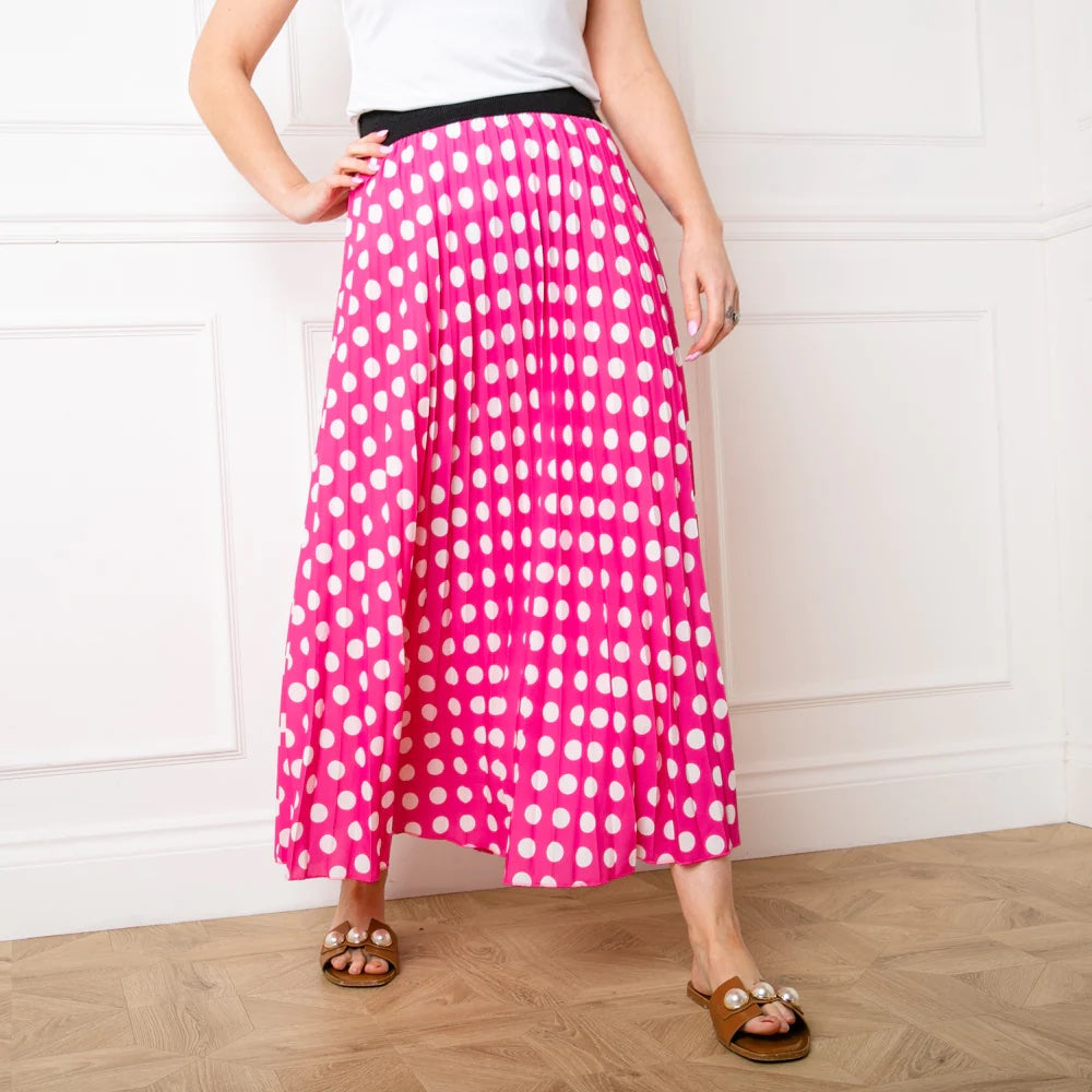 Polka Dot Pleated Skirt for an evening garden party