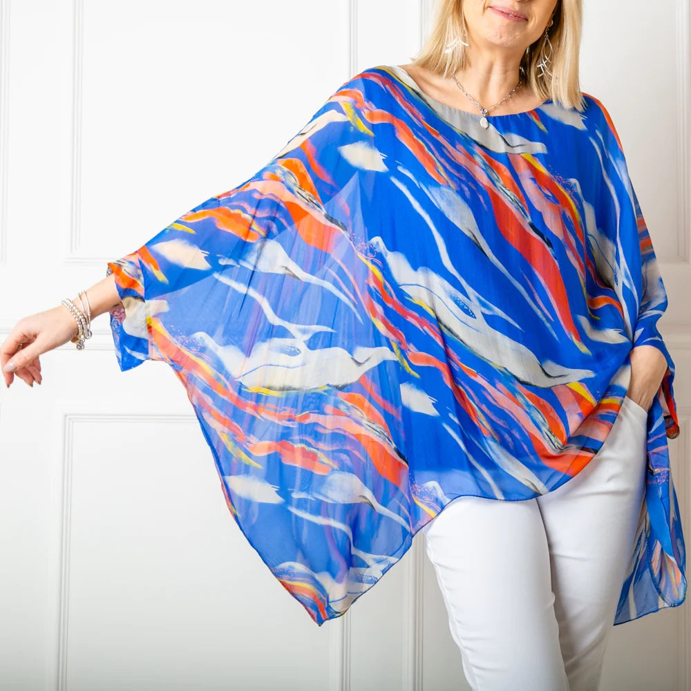 Splash Print Silk Top airy fabric top for a garden party