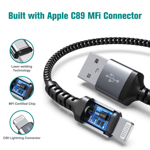 Updated Nylon Braided iPhone Charger Cable [C89]- 2m - UNBREAKcable