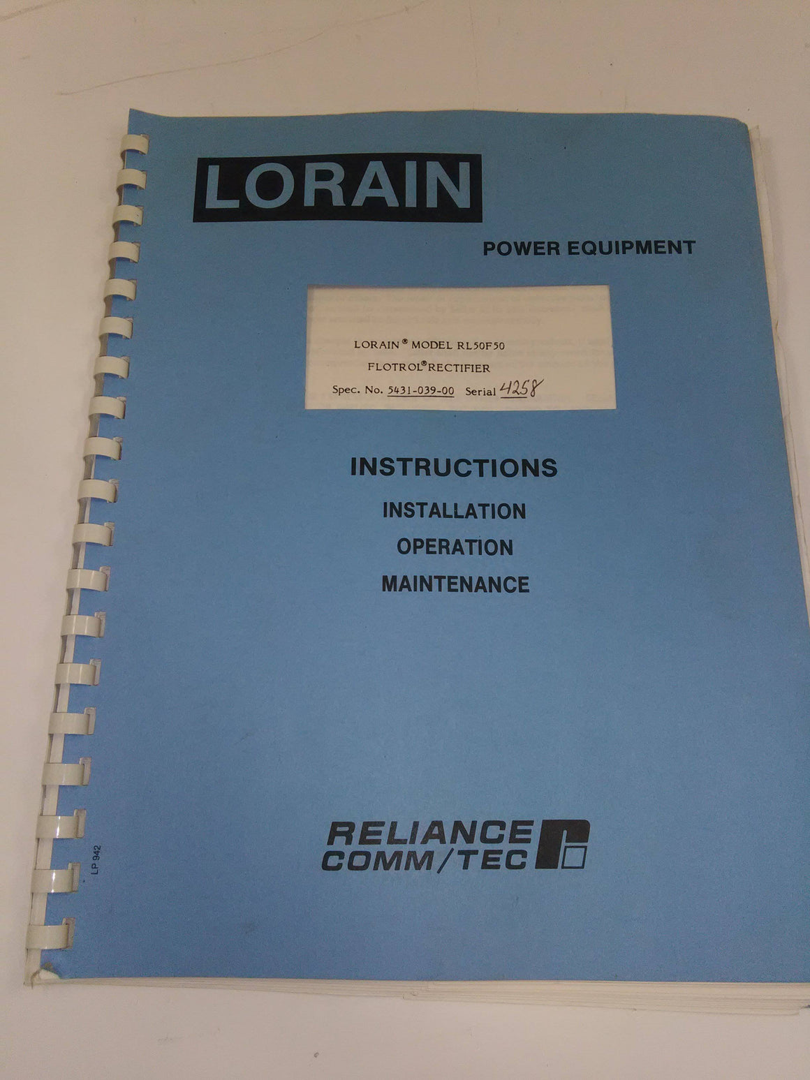 lorain manuals