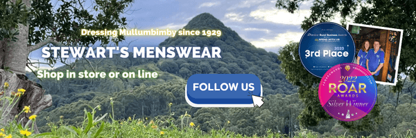 Stewart's Menswear, Mullumbimby. Follow us on Facebook